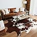 LYENDOS Cowhide Rug 5.2 x 6.3 Feet, Cow Hide Durable No-Slip Backing, Faux Cowhide Thickened Elastic, for Bedroom Living Room Home Office Western Decor