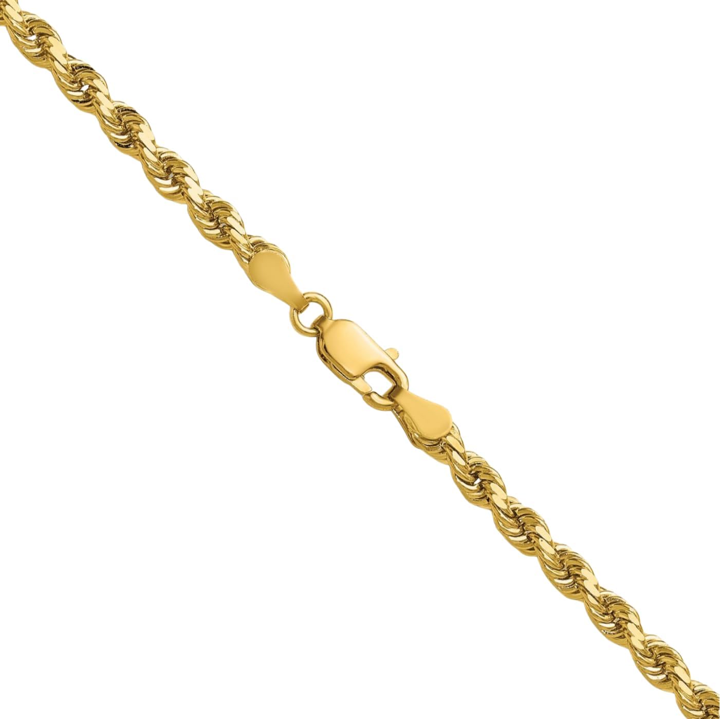 IceCarats 14K Solid Yellow Gold 3.5mm Rope Chain Necklace Diamond Cut, Polished