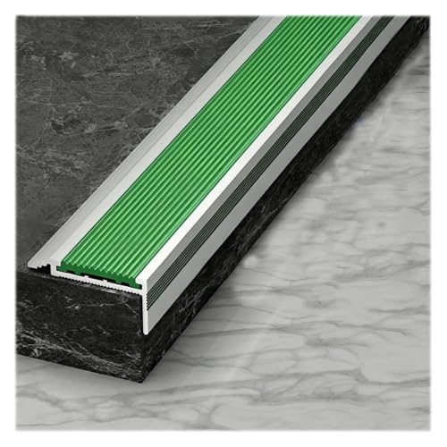 Borde de escalera de aluminio verde impermeable de 5,4 cm protector de peldaños de 90 cm 2