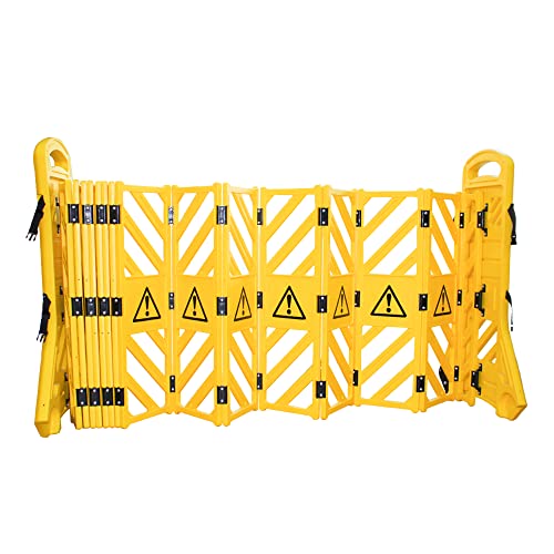 4 Meter Expandable Plastic Barrier with Wheels | Retractable Safety Mobile Barricade with Carrying Handle | Plastic Barrier Gate for Temporary Traffic Control, Limiting Pedestrian Access