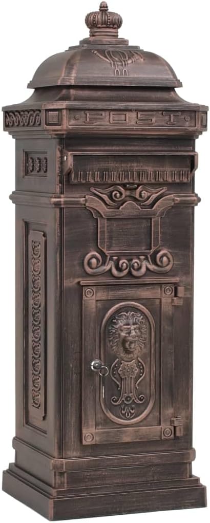 vidaXL Pillar Letterbox Aluminium Vintage Style Rustproof Bronze