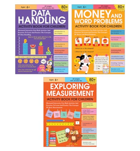 Image of Math Activity Books Bundle 3 - Measurement / Data Handling / Money and Word Problem (Pack of 3 Books)