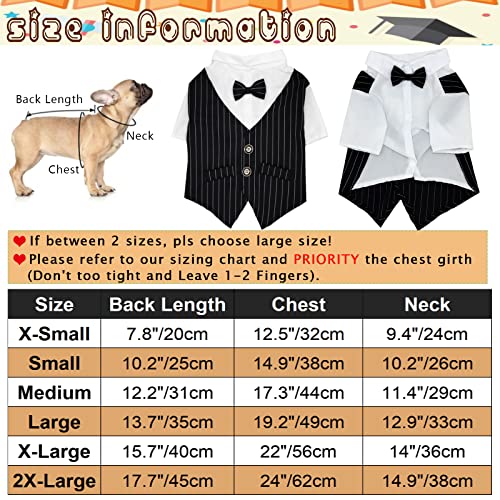 Striped Dog Tuxedo Shirt Formal Suit Bow Tie Costume Stylish Pet Wedding Shirts Dog Prince Wedding Bow Tie Shirt Gentleman Apparel Puppy Clothes For Small Dogs Boys Teddy Summer Thin Outfits #TOP4