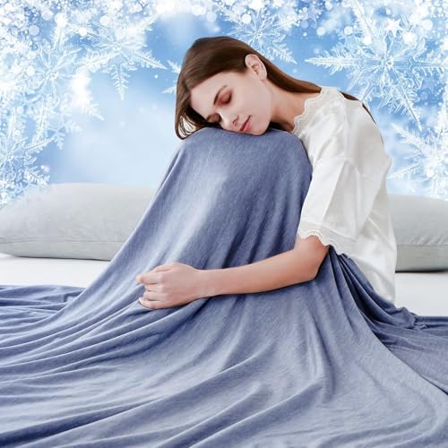 LUXEAR Cooling Blanket Queen, Arc-Chill Q-Max 0.5 for Hot Sleepers, Absorbs Heat to Keep Body Cool for Night Sweats, Lightweight Summer Cool Blankets for Sleeping, Gifts for Women & Men,Blue