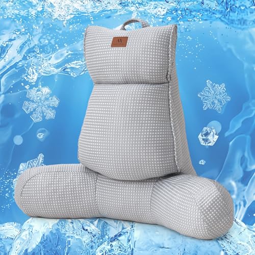 Adjustable Firmness Waffle Back Support Cooling Reading Pillow, Gray, 25" - image 1