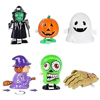 Aisszhao 6 Pack Halloween Wind Up Toys for Kids,Pumpkin Ghost Wind-up Jumping/Walking/Sliding Toys Set Novelty Clockwork Toy Broom Witch Spring Toy Stocking Funny Party Favor Goody Bag Filler