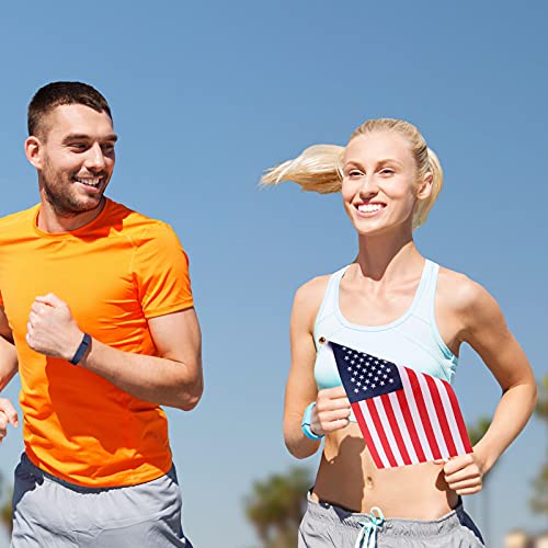 Tovip Pacote com 25 bandeiras americanas mini portáteis com bastão de mão