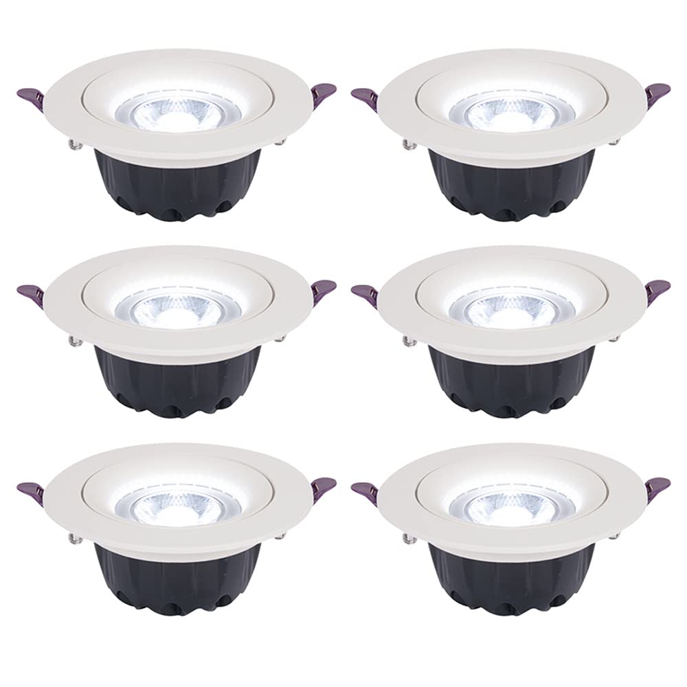 GTHTUHFD 6-Pack 5W,7W,12W,18W Led Downlight Retrofits Disk Light Recessed Can Lights 2In 2.5In 3In 4In Bull'S Eye Lamp Adjustable Cob Spotlights,6000K,4000K,3000K Selectable,18w-3000k