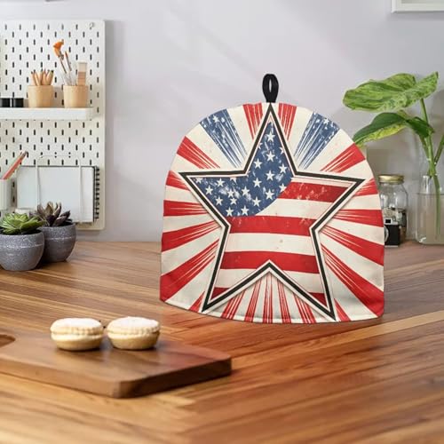Image of American Stars Print Tea Pot Cover Teas Cosy Insulated Tea Cozies Home Kitchen Decoration Teapot Dust Cover Warming Tea Kettle Quilt Creative Gifts for Banquet