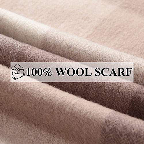 Wamsoft Mens Wool Scarf Plaid, Unisex 100 Wool Soft Winter Scarf, British Tartan Scarf Warm Neckwear, Fashion Lambswool Long Scarf, Cashmere Feel Pure Wool Scarf Gift, Khaki #TOP2