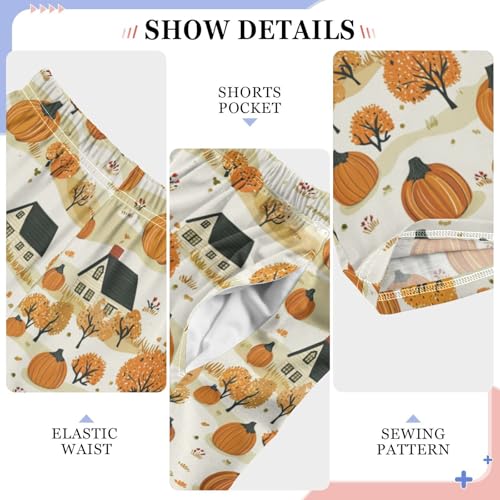 Fall Farmhouse Orange Pumpkin Boys Pants for Kids Jogger Pants with Pockets S4