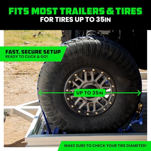 Image of Rhino USA Wheel Chock Tie Down Kit (4,500lb) - 2 Straps & 4 Chocks
