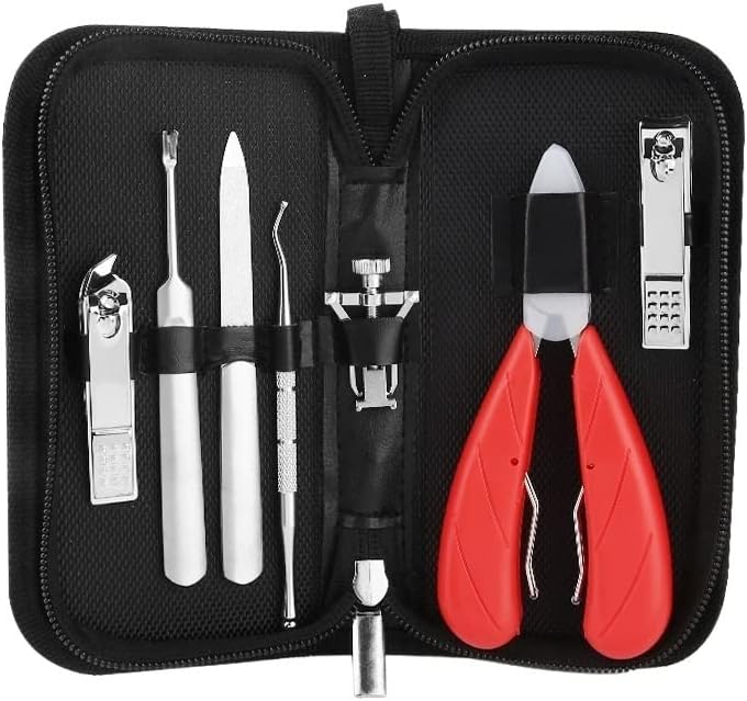 2/4/7Pcs/set Ingrown Toenail Manicure Kit Ingrown Toenail Removal Correction Clippers Nail Corrector Foot Pedicure Tool (Color : 7pcs-red B)
