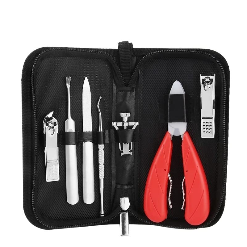 Kit de manucure pour ongles incarnés KANUZ de 7 pièces rouge B pour pédicure à la maison