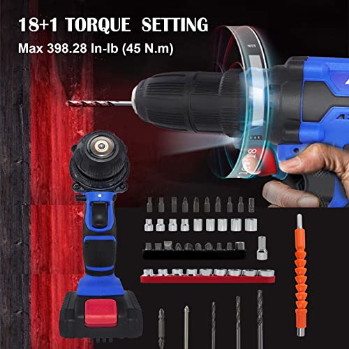 21V Akku-Bohrschrauber-Elektroschrauber-Set, leistungsstarker Lithium-Lon-Akku, 21 Volt Kombi-Schrauber, DIY 26-teiliges Zubehör-Set, 2PCS 1.3AH Akkus – Bild 7