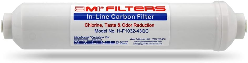 Inline Carbon Water Filter | 10" Length | 1/4" Quick Connect In/Out (1/4" QC) | For Chlorine Taste & Odor or Post Filter for Home RO | RO Stage 5 Polishing Filter - Image 2