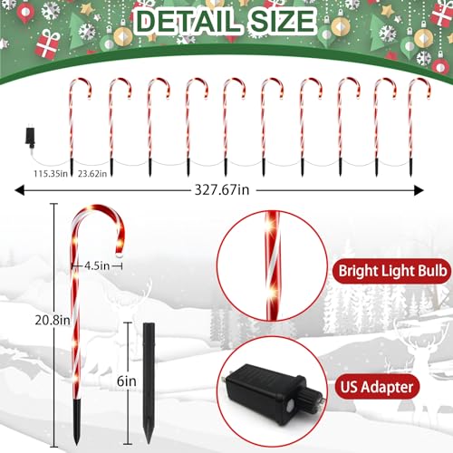 Christmas Candy Cane Lights, 10 Pack 80 LEDs Upgraded