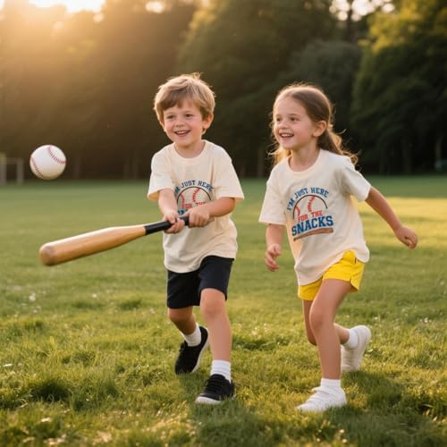 Baseball Shirt Toddler Boys I'm Just Here for The Snacks Funny Football T-Shirt Kids Short Sleeve Summer Tees 2-10 T2