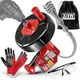 XIIW Sonda Sturatubi 2 in 1 Manuale/Elettrico | Spirale 9.5m | Adattatore per Trapano | Pulitore Scarichi per Lavandini, Box Doccia, Cucina e Pavimento – Include Guanti, Occhiali, Borsa Trasporto