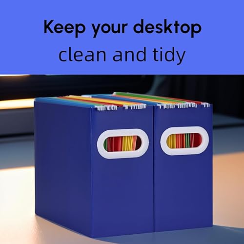 Vista 17 de Organizador de carpetas de archivos colgantes de cartón, caja de archivos plegable para tamaño carta, almacenamiento portátil de archivos