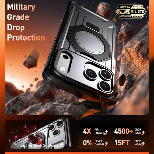 Poetic Spartan Case with Ring Stand for iPhone 17 Pro, [Camera Control Button][Magsafe Compatible], Full Body Rugged Shockproof Protective Cover Case, Metallic Gun Metal by Poetic - Image 6