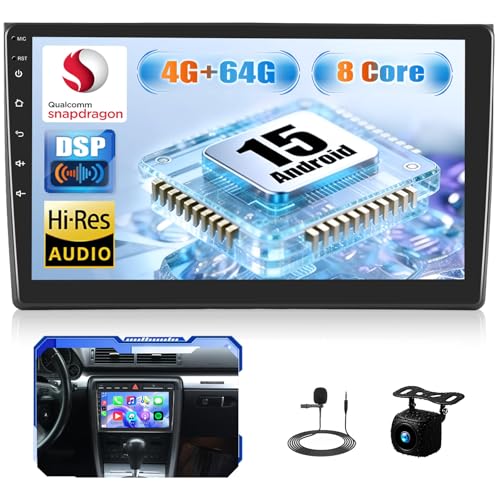 SIXTOP 8 Core 4G + 64G Android Radio para Audi A4 S4 RS4 8E B6 B7 2000 2009 Carplay Android Auto Pantalla Radio Coche 9 Pulgadas con Bluetooth GPS WiFi FM/RDS DSP EQ SWC Cámara de Visión Trasera