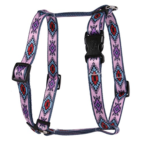 Image of Yellow Dog Design Indian Spirit Pink Roman Style H Dog Harness Fits Chest of 8 to 14 inch, X-Small /3 /8