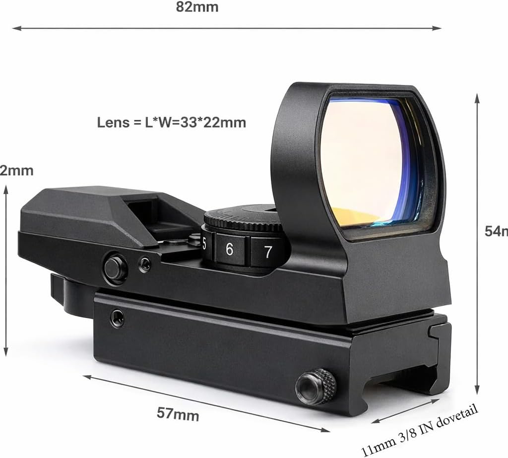 GOTICAL Red and Green Reflex Sight with 4 Reticles, 3/8" Dovetail Mount for Airgun Airsoft and .22 Rifle
