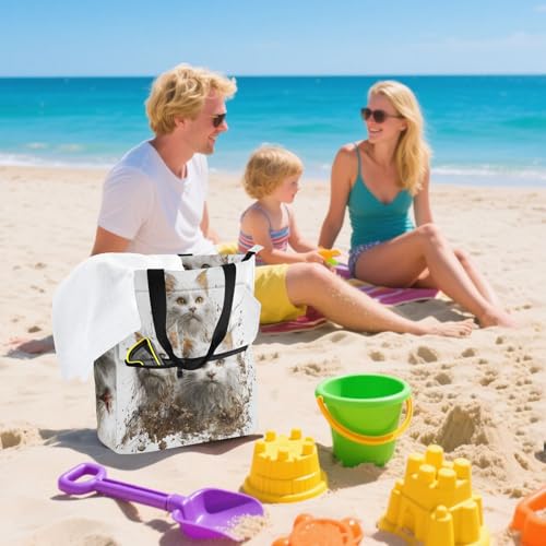 Bolsa de mano impermeable y reutilizable con estampado de gato turco 3D 7