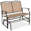 Best Choice Products 2-Person Outdoor Patio Swing Glider Steel Bench Loveseat Rocker for Deck, Porch w/Textilene Fabric, Steel Frame - Brown