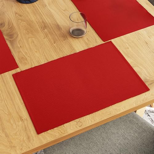 Encasa XO Lot de 6 Set de Table Lavable en Coton pour Salle à Manger et Cuisine | Sets de Table...