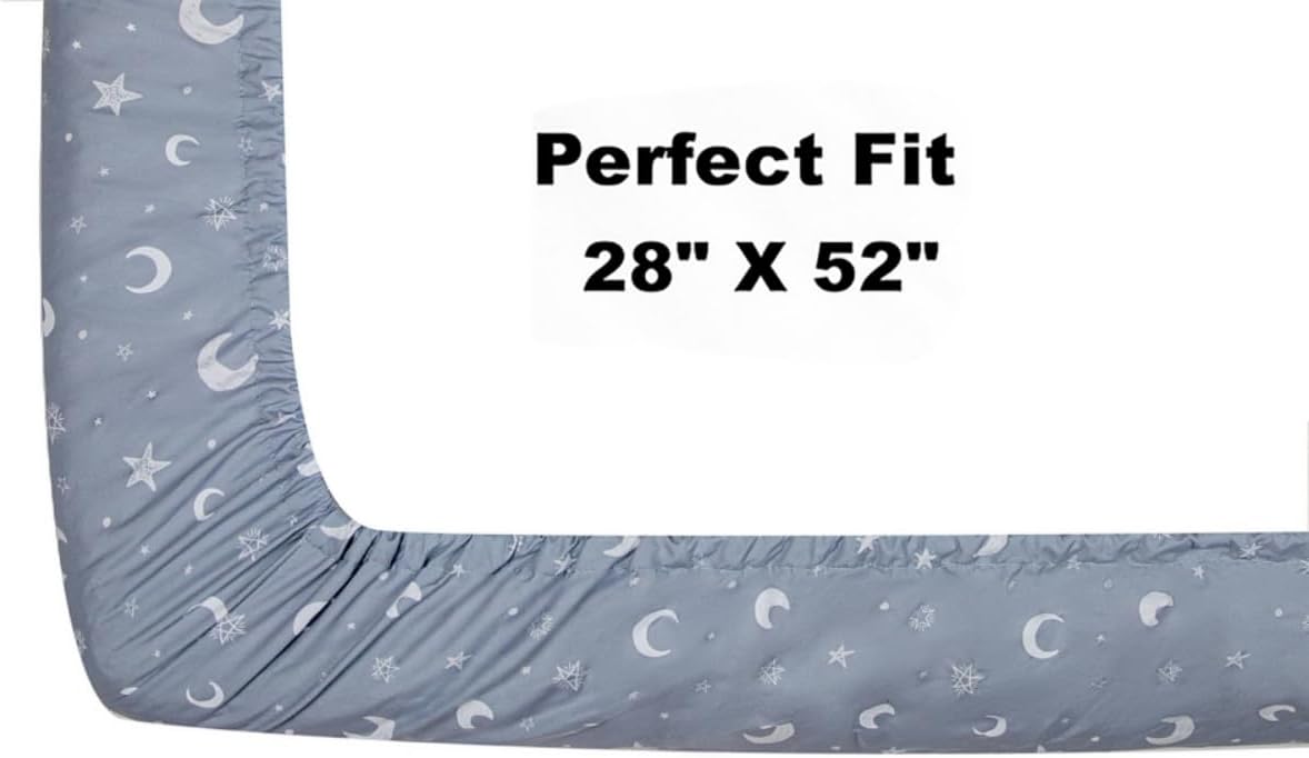 4 Pack Crib Sheets Star and Moon Neutral Unisex Baby Mattress Cover Fitted Crib Sheets Set for Baby Boys or Girls Moon