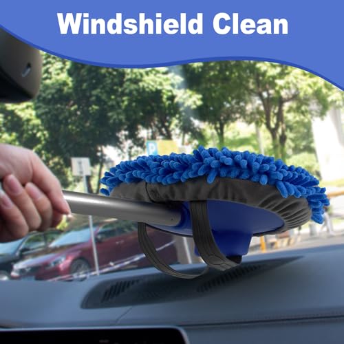 anngrowy 62" Microfiber Car Wash Brush with Long Handle Car Washing Mop Kit Mitt Sponge Car Cleaning Supplies Kit Duster RV Washing Car Brush Accessories, 1 Chenille Scratch-Free Replacement Head by anngrowy - Image 7
