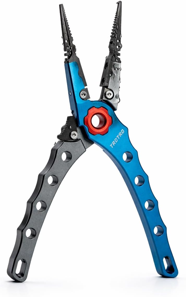 Aluminum Fishing Pliers - with Split Ring - Fish Hook Remover - Corrosion - resistant - Braid Cutters - Nylon Sheath - Gifts for Men in Fishing