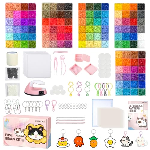 Fuse Beads Kit-120 Colors 62000 2.6mm-Easy DIY Built-in Iron | DIY Crafts Supplies for Women Great Supplies for Fuse Beads Artist Art Decorations for Room Ideal Gift Pixel Art (Advanced Version)