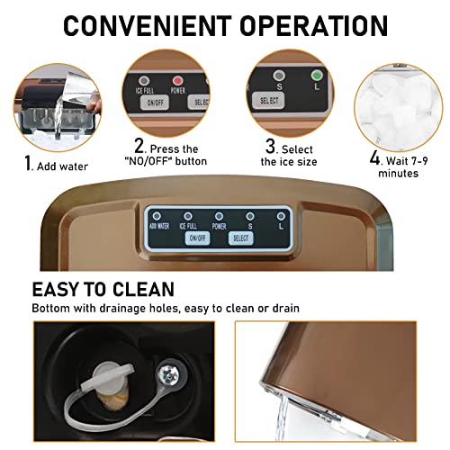 Image of Portable Ice Maker Countertop, Ice Cubes Ready in 7 Mins, Electric Ice Maker Machine with Ice Scoop (Rose Gold)