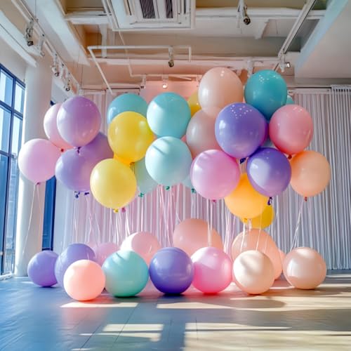Image of 100 Pack 18 inch Pastel Balloons 10 Kinds Colors Colorful Party Balloon Bulk for Various Party Events Decorations