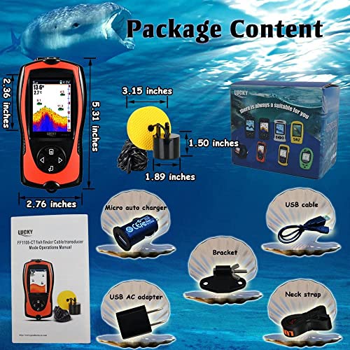 Lucky Portable Fish Finder Handheld Kayak Fish Finders Wired Fish Depth Finder Sonar Sensor Transducer For Boat Fishing Sea Fishing #TOP6
