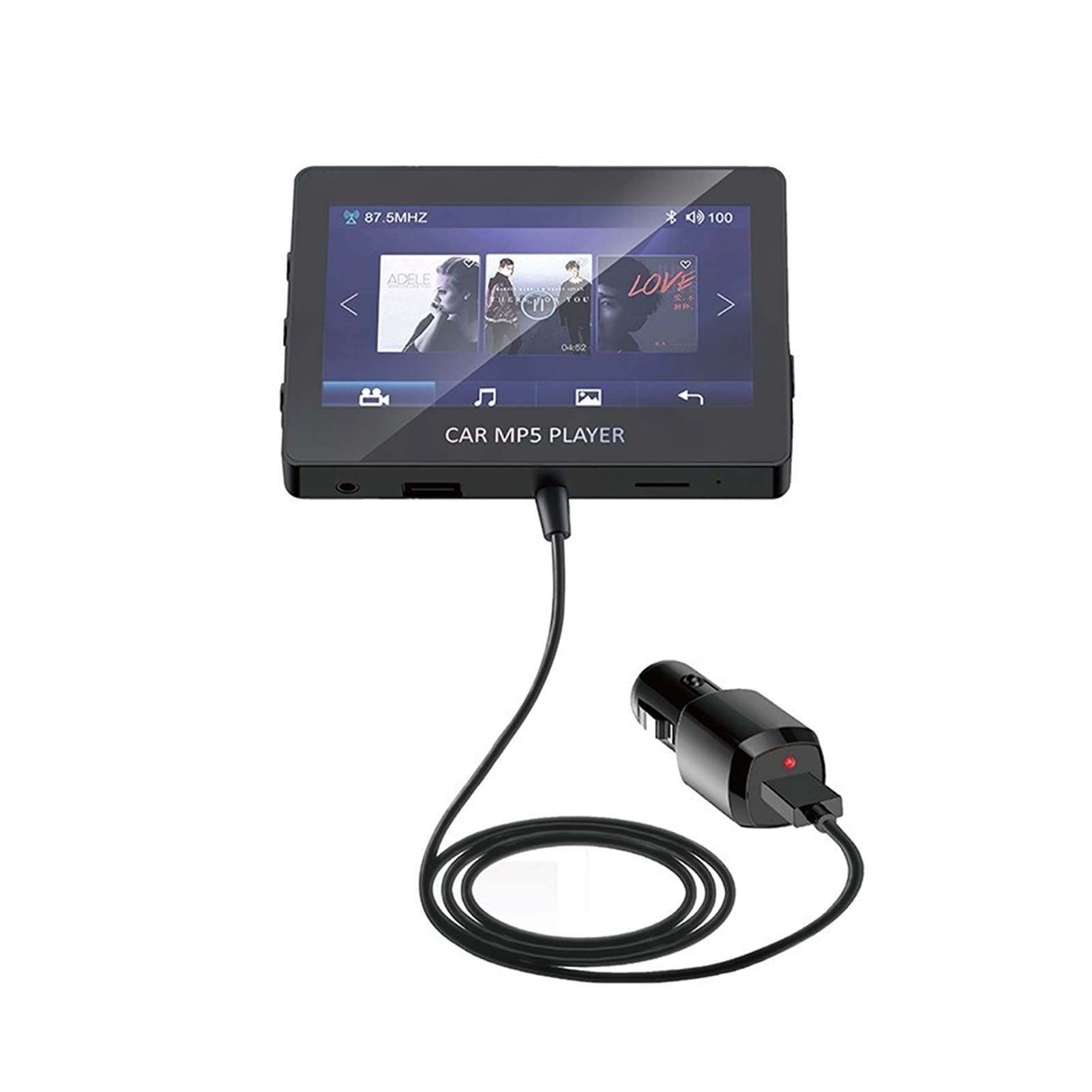Adaptateur Audio Bluetooth Voiture de 4,3 Pouces FÉMININ Transmetteur stéréo Bluetooth MP5 Support de Lecteur vidéo vidéo AUX UTILS Disque TF avec télécommande