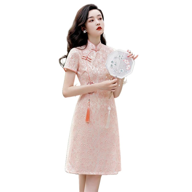 Robe étroite en dentelle rouge pour femme style décontracté vêtement été jeune