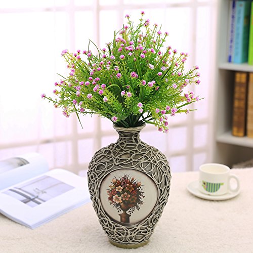 Jaky Global Artificial Flowers Babysbreath Fake Water Plants Bouquet 6 Bundle Fake Plants Wedding Bridle Bouquet Outdoor Home Office Christmas Decor (Rose) #TOP2