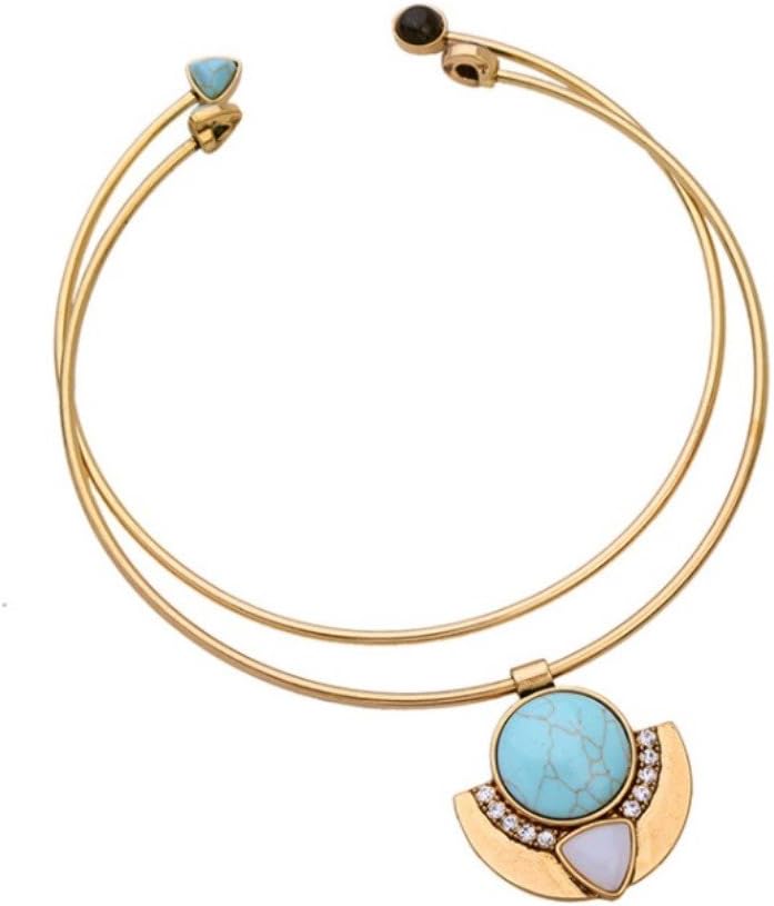 Oasis Gold Torque Natural Stone & Crystal Necklace