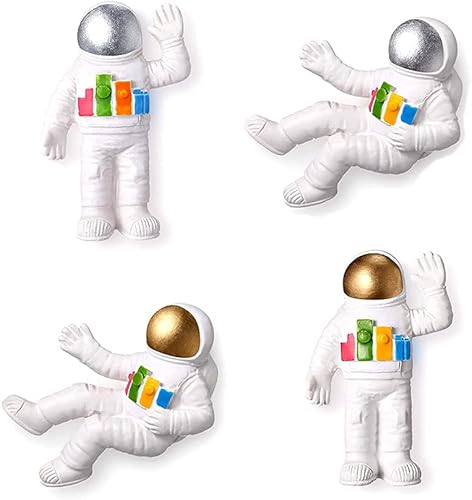 4 imanes de refrigerador de astronauta, imanes de refrigerador del universo espacial 3D, perfectos para pizarras blancas, refrigerador, regalo para