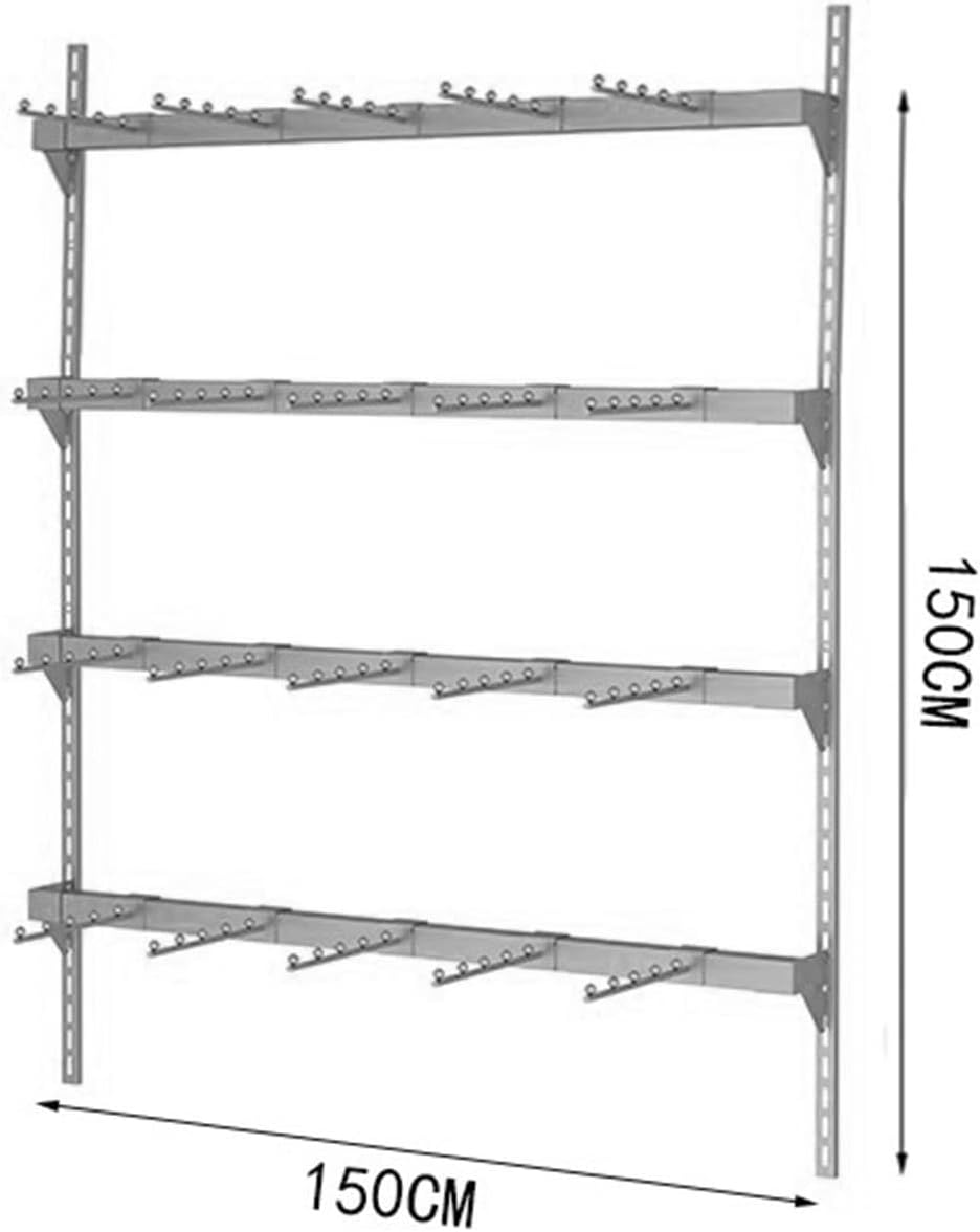 Metal Underwear Display Rack, 4/5 Tier Wall-Mounted Adjustable Stand with Hooks, Closet Storage Organizer Holder, Hanging Panty Socks Hat Shelf(Gold,150x150cm-4 Layers)