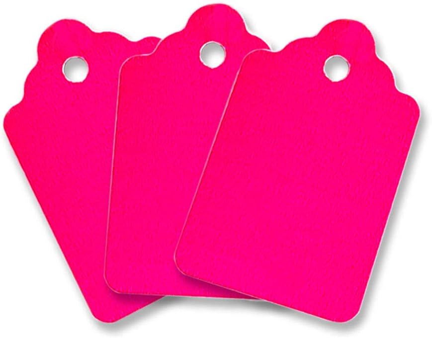 Blank Unstrung Merchandise Price Tags, 1.1" W X 1.75" H Size # 5, Fluorescent Neon Pink, 1000 Pack