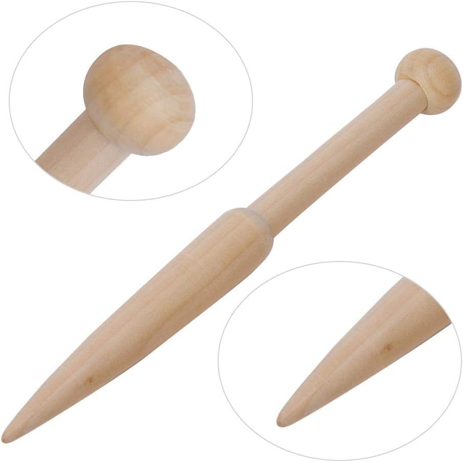 HEEPDD 2pcs Bobbin Beech Wood Stick, DIY Craft Weaving Tool Woven Sweater Scarf Tapestry Single Head Solid Wool Short Rod for DIY Home Woven