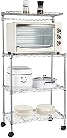 Vista 1 de Estante para panaderos con ruedas, carrito de microondas de cocina con almacenamiento, carrito de alambre ajustable de 4 niveles de altura