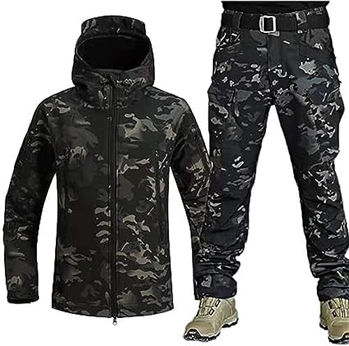 Conjunto de traje de combate impermeable del ejército, chaqueta táctica y pantalón para hombre, trajes militares de concha suave, uniforme de camuflaje, ideal para actividades al aire libre
