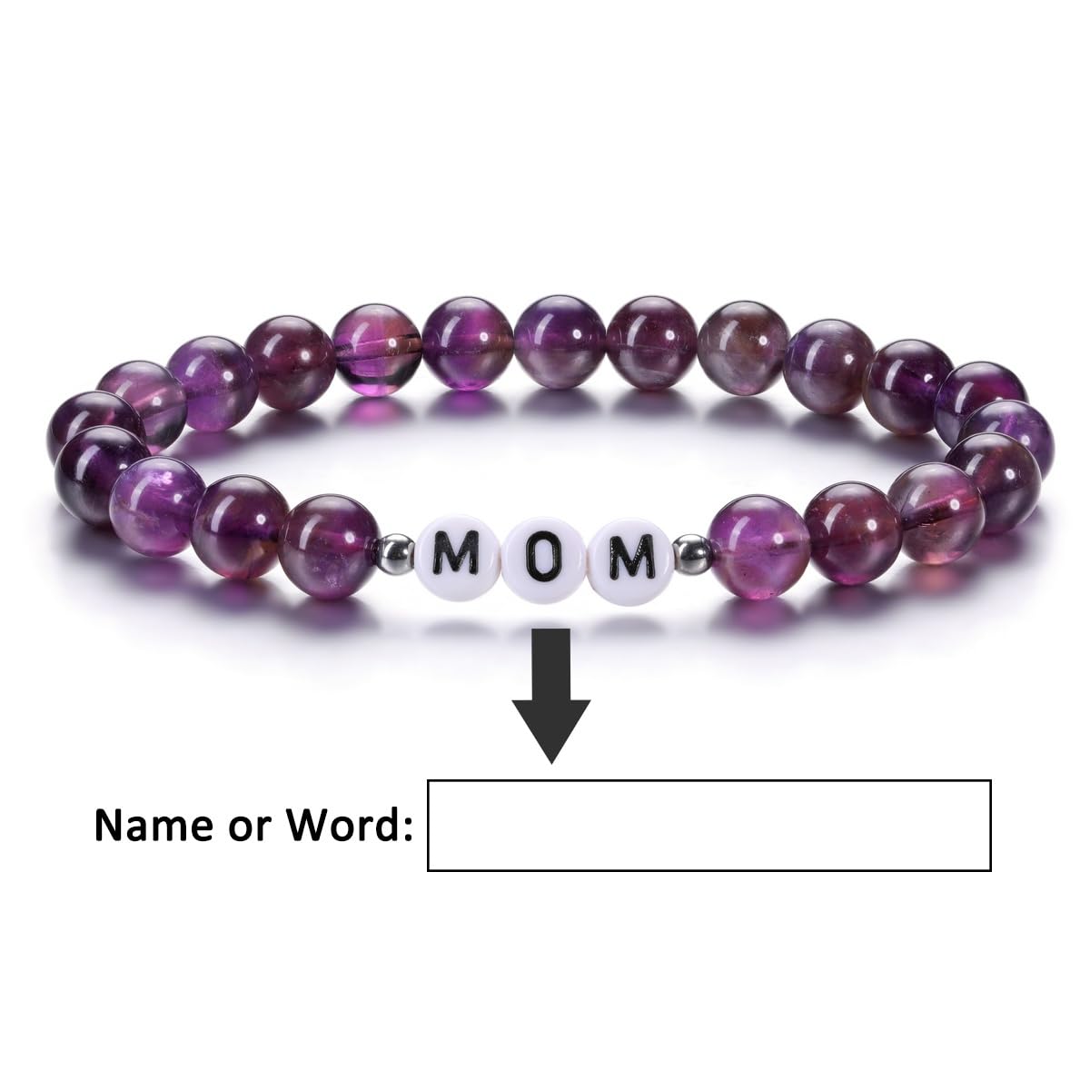 YDYDTTKD Personalisierte Armbänder für Damen und Herren, individuell gravierter Anfangsbuchstabe, Name, Perlenarmband, Geburtstagsgeschenke für Mama, Papa, Freund, Valentinstag, Jahrestag,