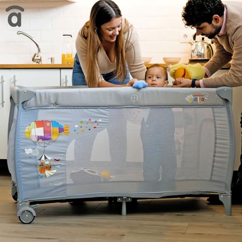 Miniatura 2 de Asalvo Cuna De Viaje 120x60 Mix Plus Para Bebe De 0 A 15kg 3 En 1. Cuna, Parque Y Cambiador Plegable En 30 Segundos Con Altura Ajustable Gris Zep